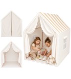 Cort de Joaca pentru Copii 128x120x105 cm Pliabil Maro/Crem cu Dungi