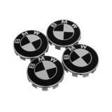 Set 4 Capace Centrale Jante compatibile BMW diametru 56mm model Alb Negru