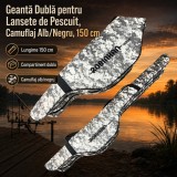 Geantă Dublă pentru Lansete de Pescuit, Camuflaj Alb/Negru, 150 cm