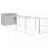 Cusca de caine &amp; tarc gri deschis 214x865x181cm otel galvanizat GartenMobel Dekor, vidaXL