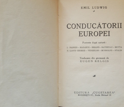 CONDUCATORII EUROPEI - EMIL LUDWIG foto