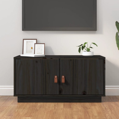 Comoda TV, negru, 80x34x40 cm, lemn masiv de pin GartenMobel Dekor foto