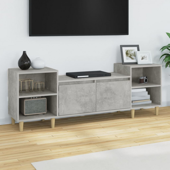 Comoda TV, gri beton, 160x35x55 cm, lemn prelucrat GartenMobel Dekor