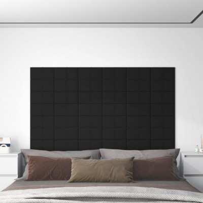 Panouri de perete, 12 buc., negru, 30x15 cm, textil, 0,54 m&amp;sup2; GartenMobel Dekor foto