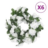 VidaXL Ghirlande de flori de Crăciun, 6 buc., alb, 240 cm