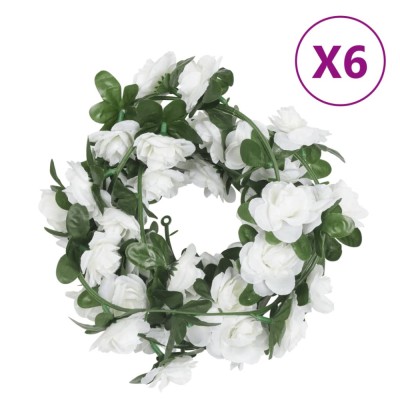 vidaXL Ghirlande de flori de Crăciun, 6 buc., alb, 240 cm foto