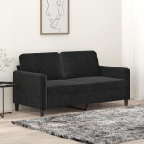 Canapea cu 2 locuri, negru, 140 cm, catifea GartenMobel Dekor, vidaXL