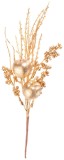Crenguta decorativa de Craciun aurie cu mere si bobite, 30 cm