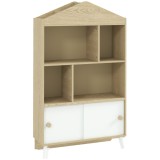 AIYAPLAY Bibliotecă pentru Copii cu 4 Cuburi Deschise și Rafturi Superioare, 80x30x140.5 cm, Alb | Aosom Romania