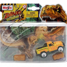 Set masinuta si figurina dinozaur Maisto, Dino Adventure, Galben