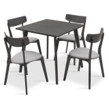 Cumpara ieftin Set Masa si Scaune Benson-Toto 5 Piese Gri Rustic 80x80x75 cm