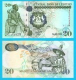 Lesotho (pick 16) 20 Maloti 2009 UNC; Moshoeshoe I