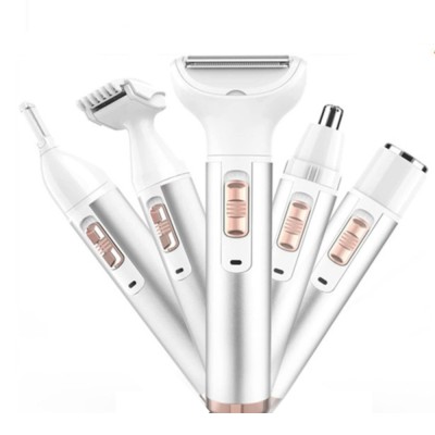 Epilator Damar umed si uscat, 5 IN 1, Lavabil, Incarcare USB, Portabil, Fara fir, Multifunctional, Unisex, Usor de curatat, Auriu, Pentru toate tipuri foto