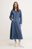 United Colors of Benetton rochie din denim midi, dreaptă, 4RZKDV0B5