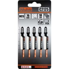 Panza, lama, fierastrau pendular, pentru lemn, HCS, prindere tip T, taiere curbata, 18 TPI, set 5 buc, 76 mm, Richmann Exclusive