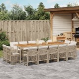 vidaXL Set mobilier de grădină cu perne, 15 piese, bej, poliratan 3210880