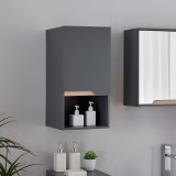 Dulap suspendat pentru baie Bergkamen, gri, cu raft deschis, 60 x 30 x 30 cm