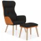 Scaun de relaxare cu taburet, negru, piele ecologica/textil