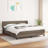 VidaXL Pat box spring cu saltea, gri taupe, 160x200 cm material textil