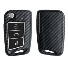 Husa Cheie Auto pentru VW/Skoda/Seat, 3 Butoane, Kwmobile, Plastic, Negru/Gri, 56729.03