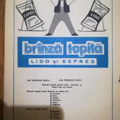 1967 Reclama Brânză topită LIDO și EXPRES bucătărie comunism industrie 24x16,5