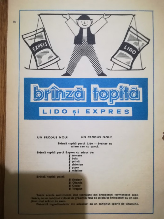 1967 Reclama Br&acirc;nză topită LIDO și EXPRES bucătărie comunism industrie 24x16,5