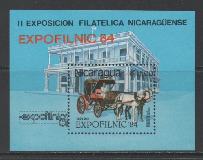 Nicaragua 1984 - Expofilnic, calești, transport, colita neuzata