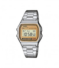 Ceas Casual Vintage MODEL CASIO original RETRO ANII 80 Silver cadran maro NOU foto