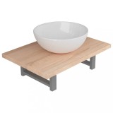Cumpara ieftin Set mobilier de baie din doua piese, stejar, ceramica