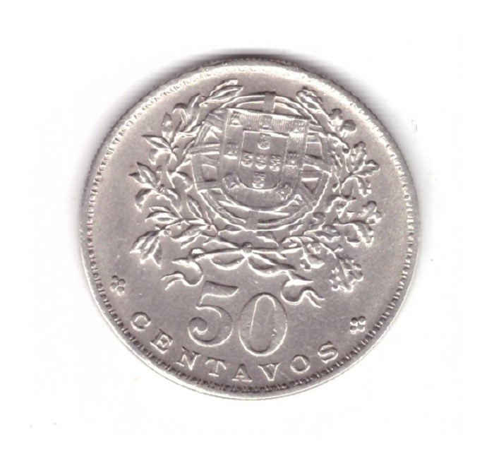 Moneda Portugalia 50 centavos 1968, stare foarte buna, curata