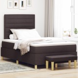 vidaXL Pat cu Arcuri și Banchet Maro &Icirc;nchis 120x200 cm Țesătură