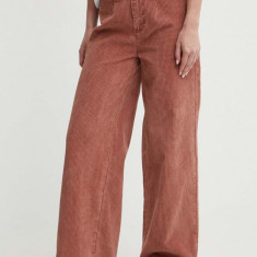 Roxy pantaloni de catifea cord Winter Around culoarea roz, drept, high waist, ERJNP03547