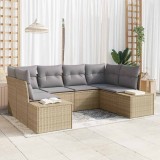 VidaXL Set de canapele pentru grădină cu pernă 6 pcs Bej Rattan poli 3347200