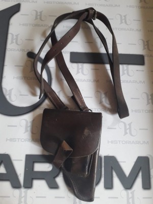 HST Toc rom&amp;acirc;nesc din piele maro pentru pistol, cu curea foto