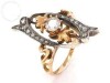 Inel Antik Aur 18K cu Diamante Argint, 4.75g, Marime 54, Diamant 0.25ct Taietura Briliant + 16 Diamante Taietura Trandafir