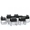 Set de servit masa pentru gradina, 7 piese, negru