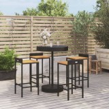 VidaXL Set bar pentru grădină, 5 piese, negru, poliratan/lemn acacia