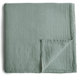 Mushie Muslin Swaddle Blanket Organic Cotton păturică de &icirc;nfășat Roman Green 120cm x 120cm 1 buc