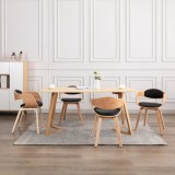 Scaune de bucătărie, 4 buc, crem, lemn curbat &amp; piele ecologică