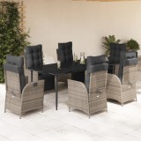 vidaXL Set mobilier de grădină cu perne, 7 piese, gri, poliratan