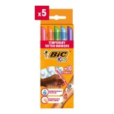 Set 5 markere si 10 sabloane pentru tatuaje temporare, Bic Kids