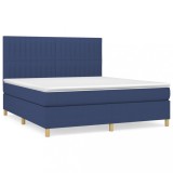 Cumpara ieftin Pat continental cu saltea, albastru, 160x200cm, material textil