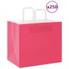 vidaXL Pungi H&acirc;rtie Roz cu M&acirc;nere, 32x22x28 cm, 250 Bucăți - Sacose Cadou, Cumparaturi, Petrecere, Durabile &amp; Reciclabile