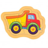 Camion-Puzzle incastru din lemn, 5 piese, 15x12cm, Oem