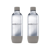 Set 2 sticle SodaStream, 1 L, etansare ermetica, plastic, Gri