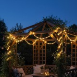 Instalatie luminoasa solara exterior tip franghie, 35 LED alb cald, 3 m, IP44
