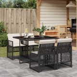 Cumpara ieftin Set mobilier de grădină cu perne, 5 piese, negru, poliratan