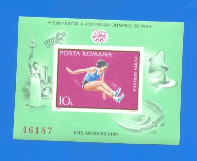 ROMANIA 1984. LP 1105. A XXIII-a EDITIE J.O. VARA LOS ANGELES 1984. Colita foto