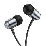 Casti cu fir HOCO M108 (jack 3,5 mm) , gri argintiu, cu microfon