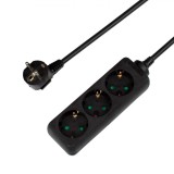 Prelungitor Electric, 3 Prize, Siguranță pentru Copii, 3680W, 250V, Culoare Negru, Cablu 1.5m, Oem